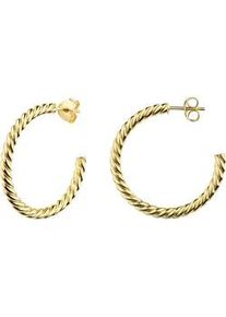 Paar Creolen Firetti "Schmuck Geschenk Silber 925 Ohrschmuck Ohrringe gedrehte Optik" Gr. 32, gelbgoldfarben, Ohrringe, Damen, 32, Silber 925 (Sterlingsilber)