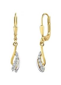 Paar Ohrh&auml;nger Firetti "Schmuck Geschenk Gold 333 Ohrschmuck Ohrringe", gelbgoldfarben, wei&szlig;goldfarben, kristallwei&szlig;, kristallwei&szlig;, Ohrringe, Damen, Gelbgold 333, mit Zirkonia (synth.)