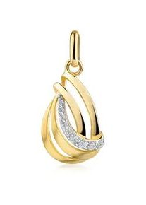 Kettenanh&auml;nger Firetti "Schmuck Geschenk Gold 333 Halsschmuck Anh&auml;nger Welle bicolor", gelbgoldfarben, wei&szlig;goldfarben, kristallwei&szlig;, kristallwei&szlig;, Schmuckanh&auml;nger, Damen, Gelbgold 333, 0,81 g, Kettenanh&auml;nger, mit Zirkonia (synth.)