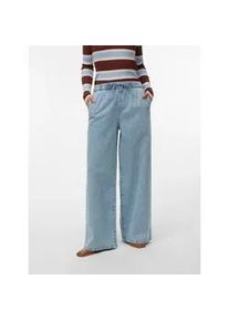 V&eacute;ro Moda Weite Jeans VERO MODA "VMVALERIA MR WIDE PULL UP JEANS NOOS", Damen, Gr. 30, L&auml;nge 32, light blau denim, Denim/Jeans, Obermaterial: 90% Baumwolle, 10% Viskose, unifarben, oversize normal, Jeans