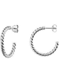 Paar Creolen Firetti "Schmuck Geschenk Silber 925 Ohrschmuck Ohrringe gedrehte Optik" Gr. 26, silberfarben, Ohrringe, Damen, 26, Silber 925 (Sterlingsilber)