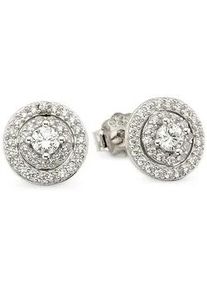 Paar Ohrstecker "Silberohrstecker rund mit wei&szlig;en Zirkonia", silberfarben, kristallwei&szlig;, kristallwei&szlig;, ANISTON JEWELRY & WATCHES, Ohrringe, Damen, 9mm, Silber 925 (Sterlingsilber), mit Zirkonia (synth.)
