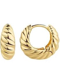 Paar Creolen Firetti "Schmuck Geschenk Silber 925 Ohrschmuck Ohrringe gedrehte Optik", gelbgoldfarben, Ohrringe, Damen, 15mm, Silber 925 (Sterlingsilber)