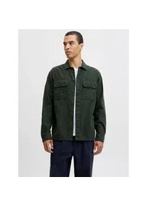 Jack & Jones Langarmhemd JACK & JONES "JJECHARGE OVERSHIRT LS NOOS", Herren, Gr. XS, N-Gr, duffel bag, Web, Obermaterial: 60% Baumwolle, 40% Polyester, unifarben, relaxed fit, Hemden