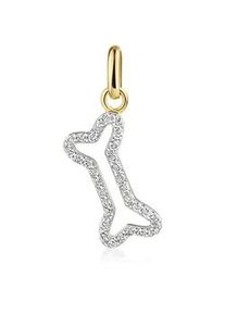 Kettenanh&auml;nger Firetti "Schmuck Geschenk Gold 333 Halsschmuck Anh&auml;nger Knochen", gelbgoldfarben, wei&szlig;goldfarben, kristallwei&szlig;, kristallwei&szlig;, Schmuckanh&auml;nger, Damen, Gelbgold 333, 0,52 g, Kettenanh&auml;nger, mit Zirkonia (synth.)