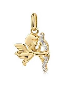 Kettenanh&auml;nger Firetti "Schmuck Geschenk Gold 333 Halsschmuck Anh&auml;nger Amor Pfeil", gelbgoldfarben, wei&szlig;goldfarben, kristallwei&szlig;, kristallwei&szlig;, Schmuckanh&auml;nger, Damen, Gelbgold 333, 1,28 g, Kettenanh&auml;nger, mit Zirkonia (synth.)