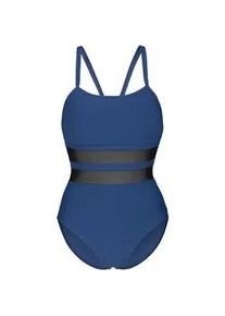 Badeanzug arena "WOMEN'S arena MESH EQUALS SWIMSUIT BACK B", Damen, Gr. 46, N-Gr, blau (navy), Obermaterial: 74% Polyamid, 26% Elasthan, Badeanz&uuml;ge Badeanzug, Mit transparenten Eins&auml;tzen