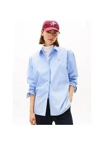 Langarmbluse Tommy Hilfiger "ESS POPLIN EASY FIT SHIRT", Damen, Gr. 38, sile stp, vessel blau, Popeline, Obermaterial: 100% Baumwolle, gestreift, normal h&uuml;ftbedeckend, &Auml;rmel mit &Auml;rmelschlitz 1-Knopf-Manschette, Blusen, Baumwolle