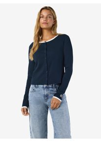 Strickjacke Noisy may "NMJUDY L/S CONTRAST CARDIGAN JRSFWD NOOS", Damen, Gr. M, navy blazer detail:cloud dancer, Strick, Obermaterial: 95% Baumwolle, 5% Elasthan, unifarben, regular fit normal, Rundhals, Strickjacken Strickjacke