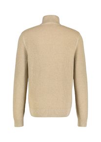 Strickpullover Lerros "Strickpullover mit Rei&szlig;verschlusskragen", Herren, Gr. 5XL, beige (tender beige melange), 100% Baumwolle, ohne Ausschnitt, Pullover Strickpullover