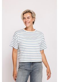 Rundhalsshirt Zhrill "ZHGADY Ringel Shirt", Damen, Gr. M, blau, Single Jersey, Obermaterial: 100% Baumwolle, geringelt, gestreift, normal h&uuml;ftlang, Rundhals, Shirts Rundhalsshirt, in Ringel-Optik