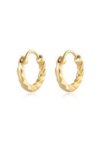 Paar Creolen Elli "Ohrringe Mini Creolen Strukturiert Basic 925 Silber" Gr. 12, gold, Ohrringe, Damen, 12, ohne Stein, Silber 925 (Sterlingsilber), Paar Creolen