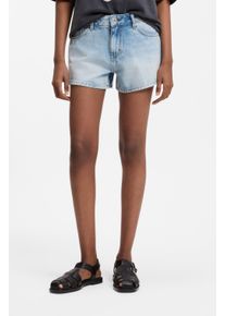 Jeansshorts HUGO BLUE "Galimon", Damen, Gr. 29, N-Gr, turquoise, aqua 445, Denim/Jeans, Obermaterial: 100% Baumwolle, unifarben, kurz, Jeans Jeansshorts, Mid Rise, Logo-Stitching