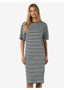 Maxikleid Noisy may "NMMAYDEN 2/4 DRESS NOOS", Damen, Gr. L, N-Gr, schwarz stripes:hellwei&szlig;, Obermaterial: 65% Polyester, 35% Viskose, gestreift, unifarben, loose fit kn&ouml;chellang, Rundhals, Kleider Maxikleid