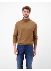 Rollkragenpullover Lerros "Herren Rollkragen-Strickpullover", Herren, Gr. M, light coffee melange, 100% Baumwolle, ohne Ausschnitt, Pullover Rollkragenpullover