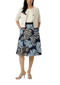 Midikleid s.Oliver BLACK LABEL, Damen, Gr. 46, N-Gr, blau, Web, Obermaterial: 97% Baumwolle, 3% Elasthan, gemustert, normal 3/4-L&auml;nge, Rundhals, Kleider Midikleid, im Fabricmix und mit floralem Muster