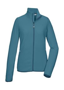 Strickjacke Killtec "KOS 79 WMN FLX JCKT", Damen, Gr. 42, blau, Obermaterial: 97% Polyester, 3% Elasthan, Strickjacken Strickjacke, Powerstretchjacke mit Flechtmuster, 2-Wege-Stretch, Kinnschutz