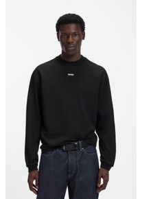 Langarmshirt Hugo "Daposo", Damen, Gr. M, schwarz001, Single Jersey, Obermaterial: 100% Baumwolle, unifarben, relaxed fit normal, Rundhals, B&uuml;ndchen, Shirts Langarmshirt, Rundhalsausschnitt, Relaxed Fit, &Auml;rmelb&uuml;ndchen