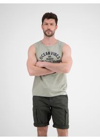 Muskelshirt Lerros "Herren Tanktop mit Brustprint", Damen, Gr. S, grau (tinted grau), 100% Baumwolle, Rundhals, Shirts Muskelshirt