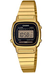 Chronograph CASIO VINTAGE, gold (goldfarben, schwarz), Armbanduhren, Damen, Chronograph, Quarzuhr, Armbanduhr, Damenuhr, Digitaluhr, Datum, Edelstahlarmband