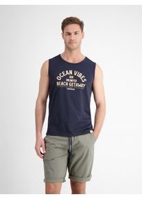 Muskelshirt Lerros "Herren Tanktop mit Brustprint", Damen, Gr. M, blau (classic navy), 100% Baumwolle, Rundhals, Shirts Muskelshirt
