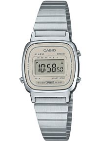 Chronograph CASIO VINTAGE, silber (silberfarben, taupe), Armbanduhren, Damen, Chronograph, Quarzuhr, Armbanduhr, Damenuhr, Digitaluhr, Datum, Edelstahlarmband