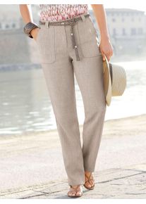 Palazzohose Casual Looks, Damen, Gr. 46, Normalgr&ouml;&szlig;en, grau (stein), 100% Polyester, unifarben, lang, Hosen Palazzohose