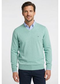 Strickpullover Fynch-Hatton, Herren, Gr. S, gr&uuml;n (fern), Strick, Obermaterial: 100% Baumwolle, bestickt, unifarben, regular fit taillenbedeckt, Rundhals, Rippb&uuml;ndchen, Pullover Strickpullover, aus reiner Baumwolle, mit Rundhalsausschnitt, mit Logo Stickerei