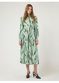 Druckkleid Y.A.S "YASASINA LS LONG SHIRT DRESS S. NOOS", Damen, Gr. 40, N-Gr, pristine aop:zelly, Web, Obermaterial: 100% Viskose, bedruckt, lang, hoch geschlossener Ausschnitt, Kleider Druckkleid, Sommerkleid