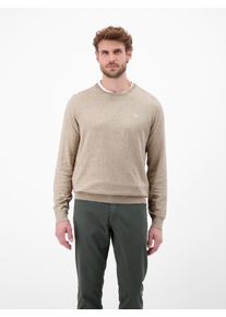 Strickpullover Lerros "Herren Basic Strickpullover", Herren, Gr. L, tender beige melange, 100% Baumwolle, Rundhals, Pullover Strickpullover