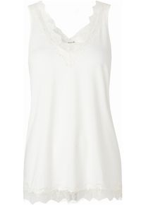 Spitzentop rosemunde "Billie Tank Top", Damen, Gr. 44, wei&szlig; (ivory), Web, Obermaterial: 90% Polyester, 10% Elasthan, unifarben, normal h&uuml;ftbedeckend, V-Ausschnitt, Tops Spitzentop, Vintage-Spitzenbesatz an V- Ausschnitt und Saum