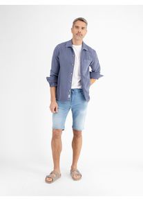 Bermudas Lerros "Herren Denim-Bermuda in Comfort-Stretch", Herren, Gr. 32, blau (light blau used wash), 99% Baumwolle, 1% Elasthan, Hosen Bermudas