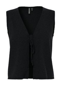 Strickweste Pieces "PCBREE SL TIE KNIT VEST NOOS BC", Damen, Gr. L, schwarz, Strick, Obermaterial: 80% Polyester, 20% Nylon, unifarben, regular fit normal, V-Ausschnitt, Westen Strickweste, mit Bindeband