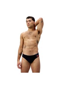 Badehose Speedo "Medley Logo Brief" Gr. 8, schwarz (schwarz, neon c), Badehosen, Herren, 8 (L), N-Gr, Obermaterial: 80% Nylon, 20% Elasthan, Badehose, mit Frontfutter, mit innenliegendem Kordelzug, vier-Wege-Stretch