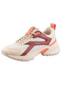 Plateausneaker Calvin Klein "HIKE RUN CKSTRIPE MESH", Damen, Gr. 38, wei&szlig;, altrosa, Lederimitat, Textil, kontrastfarbene Details, Schuhe Plateausneaker, Schn&uuml;rschuh, Halbschuh, Freizeitsneaker mit Logo-Schriftzug