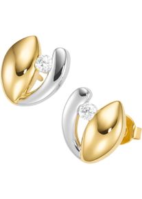 Paar Ohrstecker Firetti "Schmuck Geschenk Ohrschmuck Ohrringe Solit&auml;r bicolor", gold (silberfarben, gelbgoldfarben, kristallwei&szlig;, kristallwei&szlig;), Ohrringe, Damen, Messing, Paar Ohrstecker, mit Zirkonia (synth.)