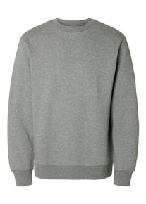 Sweatshirt Selected "SLHZREG-DAN SWEAT CREW NECK", Herren, Gr. L, medium grau melange, angeraute Sweatware, Obermaterial: 65% Baumwolle, 35% Polyester, meliert, regular fit normal, Rundhals, Rippb&uuml;ndchen, Sweatshirts Sweatshirt