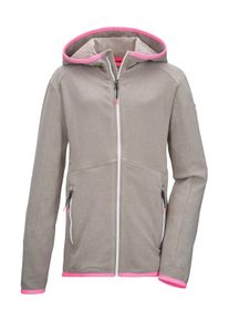 Strickjacke Killtec "KOS 152 GRLS FLX JCKT", M&auml;dchen, Gr. 152, grau, Obermaterial: 90% Polyester, 10% Elasthan, Strickjacken Strickjacke, Elastische Kinderjacke mit Kapuze und Kinnschutz im Melange-Look