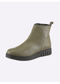 Stiefelette Heine, Damen, Gr. 39, khaki, Glattleder, Leder, Schuhe Stiefelette