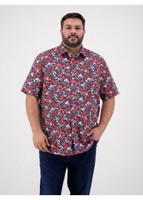 Kurzarmhemd Lerros "1/2 Hemd floral bedruckt, grosse Gr&ouml;&szlig;en", Herren, Gr. 6XL, extraweit, vivid rot, 100% Baumwolle, Hemden Kurzarmhemd