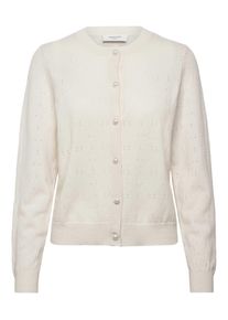 Strickjacke rosemunde "Laica Pointelle cardigan", Damen, Gr. M, wollwei&szlig;, Strick, Obermaterial: 70% Wolle, 30% Kaschmir, unifarben, bequem h&uuml;ftlang, V-Ausschnitt, Rippb&uuml;ndchen, Strickjacken Strickjacke, mit Rundhalsausschnitt, wundersch&ouml;nes Ajour-Strickmuster