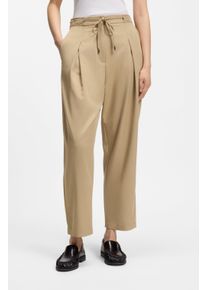 Bundfaltenhose BOSS Orange "Tophelia Premium Damenmode", Damen, Gr. 46, N-Gr, rust, copper 222, Web, Obermaterial: 75% Viskose, 25% Polyester, unifarben, lang, Hosen Bundfaltenhose, mit Bindeband, Tapered Fit