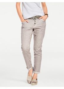 Boyfriend-Hose Heine, Damen, Gr. 46, Normalgr&ouml;&szlig;en, beige (sand), 97% Baumwolle, 3% Elasthan, R&uuml;ckseite:95% Baumwolle, 5% Elasthan, unifarben, lang, Hosen Boyfriend-Hose