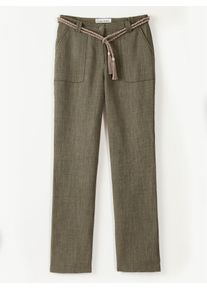 Palazzohose Casual Looks, Damen, Gr. 46, Normalgr&ouml;&szlig;en, gr&uuml;n (oliv), 100% Polyester, unifarben, lang, Hosen Palazzohose