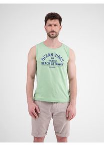 Muskelshirt Lerros "Herren Tanktop mit Brustprint", Damen, Gr. S, gr&uuml;n (light peppermint), 100% Baumwolle, Rundhals, Shirts Muskelshirt