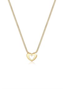 Kette mit Anh&auml;nger Elli Premium "Halskette Anh&auml;nger Herz 585 Gelbgold" Gr. 45, gold, Halsketten, Damen, ohne Stein, Gelbgold 585, Kette mit Anh&auml;nger