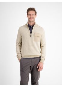Strickpullover Lerros "Stricktroyer in Strukturstrick", Herren, Gr. L, beige (tender beige melange), 100% Baumwolle, ohne Ausschnitt, Pullover Strickpullover