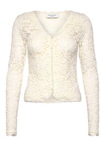 Strickjacke rosemunde "Delicia lace cardigan", Herren, Gr. M, wollwei&szlig;, Obermaterial: 50% Baumwolle, 48% Polyamid, 2% Elasthan, Strickjacken Strickjacke, traumhafte Jacke aus elastischer Baumwollspitze mit V-Ausschnitt