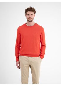 Strickpullover Lerros "Herren Basic Strickpullover", Herren, Gr. XL, rot (scandinavian rot melange), 100% Baumwolle, Rundhals, Pullover Strickpullover