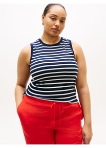 T-Shirt Tommy Hilfiger Curve "CRV SLIM CODY C-NK TANK", Damen, Gr. 48, breton stripe schwarz night, ecru, Single Jersey, Obermaterial: 100% Baumwolle, gestreift, regular fit normal, Rundhals, Shirts T-Shirt, in gro&szlig;en Gr&ouml;&szlig;en